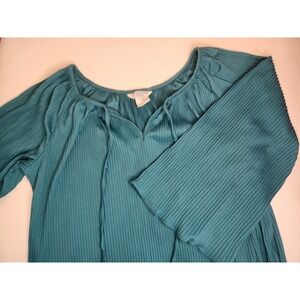 Sears Vintage Teal Accordion Pleat Maxi Dress Gown Womens Size Medium‎